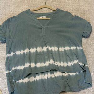 Madewell Green Tie-Dye Blouse